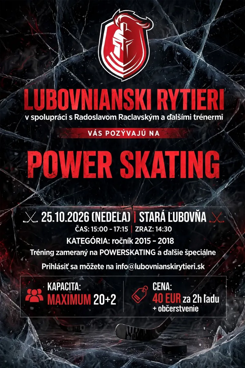 Ľubovnianski Rytieri pozývajú na POWERSKATING tréning: 25.10.2026